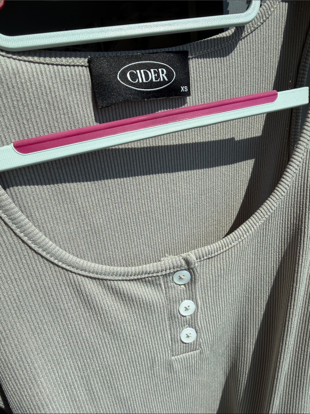 Cider Beige Ruched Tank Midi with Button Placket - Picture 3 of 3